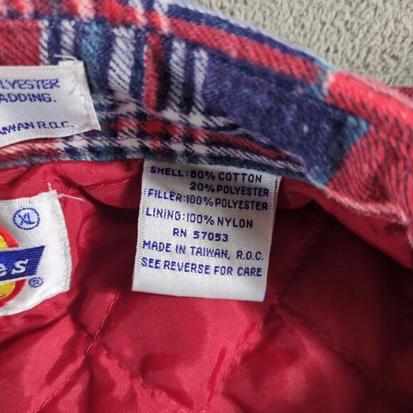 VTG Dickies Mens XL Insulated Flannel Shacket Quilted Lining Plaid Red Blue - Picture 8 of 10